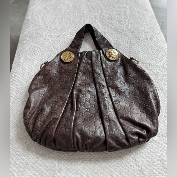 Authentic Gucci GG Signature Medium Hysteria Brown Hobo Leather Bag - Picture 6 of 14